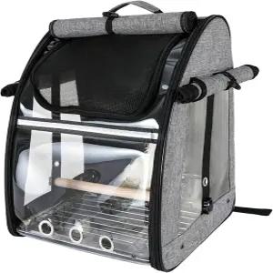 샌몬케어 버드 캐리어 백팩 스탠드가 있는 앵무새 여행 가방 코카티엘용 스테인리스 스틸 메쉬 케이지