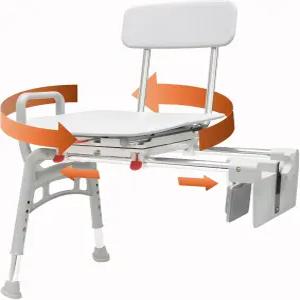 이글 헬스 노인 및 장애인을 위한 안전 샤워용 욕조 마운트 회전 이송 벤치 무게 용량 350파운드(78768)