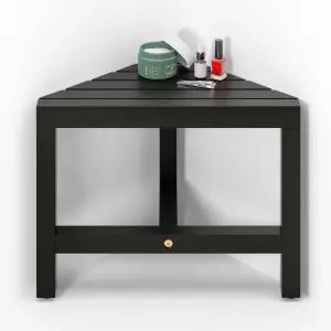 홀라나 12인치 아카시아 샤워 발 받침대 - 다리 면도용 나무 코너 의자 내부 크로스바 벤치 욕실용 목욕