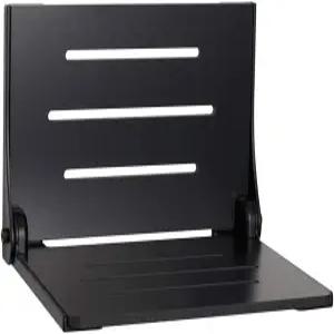 시크롬 SHAF-185155-PBS-S-MB 하이 백 실루엣 접이식 벽걸이 샤워 벤치 시트 매트 블랙 프레임 포함