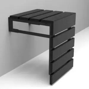 접이식 벽걸이 티크 우드 수제 샤워 시트 노인 장애인을 위한 욕실 의자 내부 방수 야외 벤치 블랙