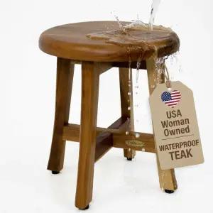 에코데코 쇼지 12인치 13인치 T 면도에 완벽한 높이 방수 티크 우드 샤워 벤치 의자 내부 보관용 욕실