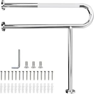 다리가 있는 변기 그립 바 바닥에 장착된 널드 세이프티 레일 헤비 듀티 크롬 스테인리스 스틸 지지 핸들