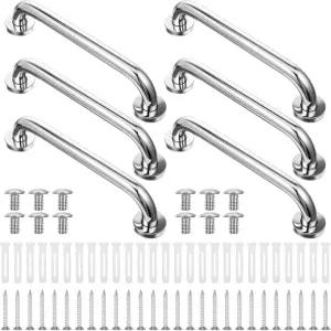 노인용 욕조 및 샤워용 12인치 그랩 바 6개 벽 손잡이 보조 장치용 스테인리스 스틸 욕실 핸디캡 실버