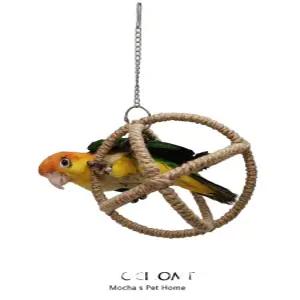 앵무새 장난감 놀이터 자연목 원형 나무 행잉 횃대