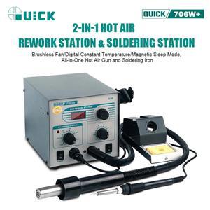 퀵706W 디솔더링 스테이션 열풍기 2 in 1 스마트 슬립 LCD 디지털 디스플레이 납땜 인두 리워크 머신 BGA S