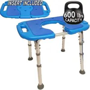 플래티넘 헬스 아틀라스 디럭스 비만 샤워/욕실 벤치 600파운드 용량 컷아웃 및 인서트 패딩 처리 높이와