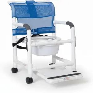 바퀴 및 드롭 암이 있는 롤링 샤워 의자 메시 시트 잠금 캐스터 4개 안전벨트 슬라이딩 풋레스트 커모드