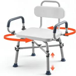 팔과 등이 있는 VEVOR 회전 샤워 의자 내부 샤워실 및 욕조용 500파운드 헤비 듀티 벤치 시트 성인 노인
