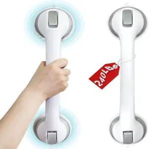 샤워 그랩 바 벽용 욕조용 16인치 흡입 컵 2팩 노인용 난간 무거운 듀티 핸들 탈착식 욕실 안전 그립