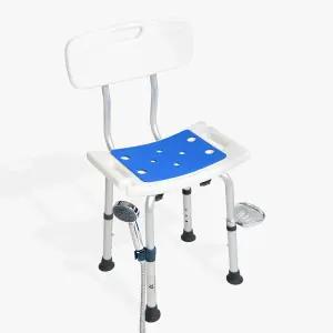 비누 상자가 있는 내부 샤워용 아쿠아드레아 의자 - 탈착식 허리와 미끄럼 방지 기능이 향상된 노인 및