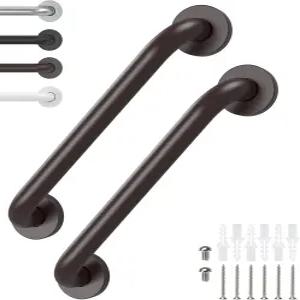 벽 오일 브라운용 12인치 그랩 바 2팩 노인 장애인용 안전 샤워 숨겨진 나사가 있는 핸디캡 테수찬