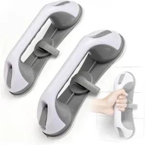 욕조 및 샤워용 그랩 바 3 석션 컵 핸들 노약자용 헤비 듀티 안전 욕실용 핸디캡 2 팩 그레이