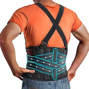 QIBODA 작업용 등받이 지지 벨트 탈착식 서스펜션 스트랩 2개 무거운 팅 안전 보호대용 허리 자세 보호대