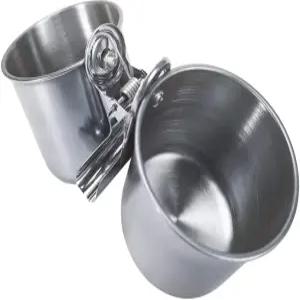 스탠딩 퍼치에 클램프 마운트가 장착된 새 모이통 컵 음식과 물을 위한 스테인리스 스틸 2개 할린퍼의 올