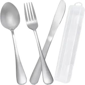 케이스 스테인리스 스틸 나이프 포크 스푼이 포함된 애드베이라 여행 도구 도시락용 재사용 가능한 식기