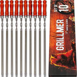 롱 스테인리스 스틸 바비큐 u2014 피카냐 스틱, 시시 그릴 듀티 샤슬릭을 금속 막대, 카밥 바비큐, 케밥 평평한 23.6인치 / & 세트 브라질식 꼬치 헤비 위한 10개