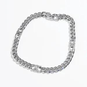 CELINE  26SS TRIOMPHE SMALL GOURMETTE BRACELET IN BRASS WITH RHODIUM FINISH (460PX6BRA 36SI) (