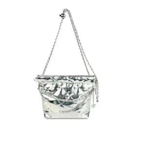 조리백 여성 크로스 퀼팅 광택 체인 광택 가방 실버