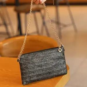 여성 체인 숄더 라탄 백 여름 데일리 가방 블랙