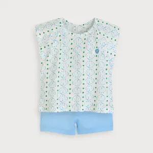 마이쉘블루인견자카드반팔상하 [여름]