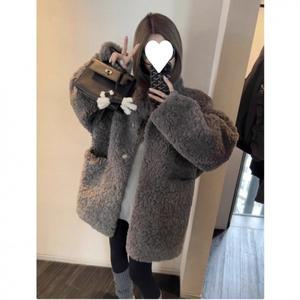 여유로운 롱 퍼 재킷 여성용 겨울 루즈핏 에코 가죽 패셔너블 탑 스트리트 스타일 편안한 캐주얼 무크로스