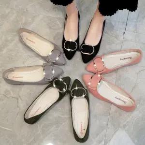 [베리슈]여성 225-255 스웨이드 버클리본 플랫슈즈 여자단화