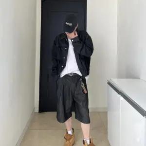 [옷자락]SAFECAGE 버뮤다 생지데님 와이드 보이프렌드 5부반바지