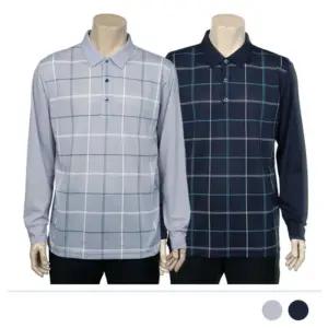 [옷자락]남성 골프티셔츠 카라 롱슬리브 더블체크 티셔츠