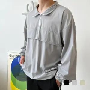 [다잇템]남자 바람막이 지퍼 배색 아노락 긴팔 티셔츠