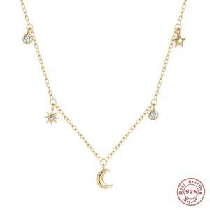 보좌관 925 스털링 실버 섬세한 스타 문 지르콘 고급 미적 기질 펜던트 체인 초커 목걸이 여성 쥬얼리에 대