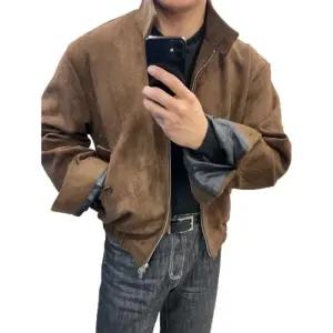 [다잇템]남자 가을겨울 스웨이드 가죽 아우터 집업 자켓