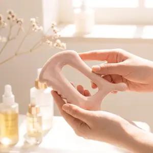 국산 세라핏 도자기 괄사 대 핑크 세라믹 마사지기 얼굴 두피 피부관리 핸드메이드