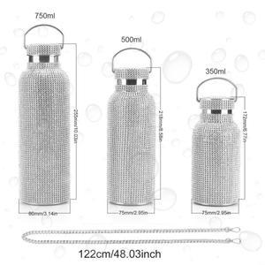 350ml/500ml/750ml 다이아몬드 병 휴대용 장식 머그컵 304 스테인리스 스틸 재사용 가능 간편 세척 여성용