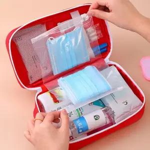 여행용 응급 약품 파우치 지퍼형 휴대 정리함 투명창 간호 가정 상비약 보관 칸막이 수납