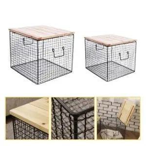 사각 철제 수납테이블(S+L 세트) 보조테이블 협탁 수납테이블 사이드테이블 미니테이블 수납정리