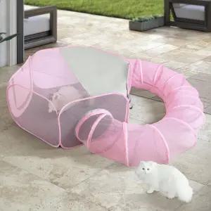 접이식 고양이 터널 플레이펜 수납 가방이 있는 분리형 실내/외 반려동물 보호대 휴대용 텐트 및 놀이