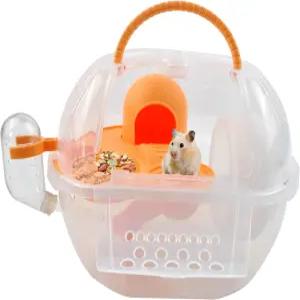 MUYG 햄스터 운송 캐리어 2 티어 드워프 케이지 통기성 소형 동물 여행용 휴대용 케이스 쥐를 위한 무음