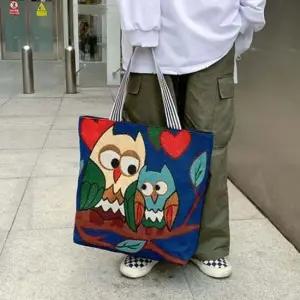 여성 보부상 숄더 백 부엉이 가방 네이비 부엉이