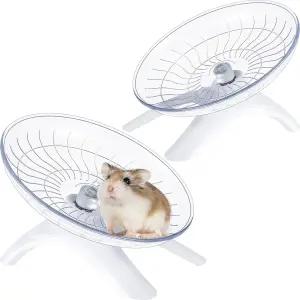 Thyle 2 피스 햄스터 플라잉 접시 무음 달리기 운동 휠 피트니스 장난감 저빌 마우스 고슴도치 기니 피그