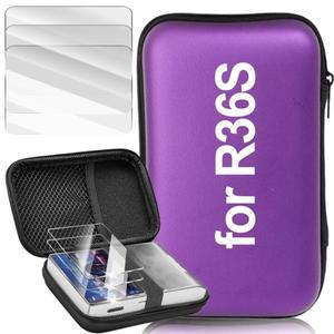 R36S 게임 콘솔 용 화면 보호기가있는 케이스 휴대용 보관 가방 액세서리 보호 강화 유리 필름