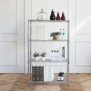 리빙메탈랙선반 600 4단 메탈선반 진열장 수납선반 메탈렉