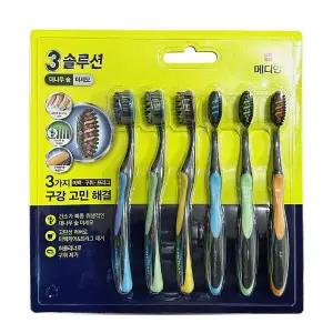 메디안 3 트리플 솔루션 대나무 숯 미세모 칫솔 6개입
