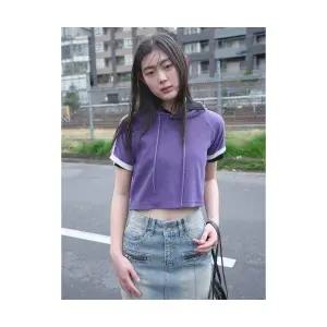 에잇세컨즈 반팔티셔츠 UNI8 후드 테리 반소매 티셔츠 퍼플 354442KQ2U 1725747