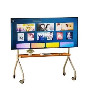 거실 TV 스탠드 이동식 철제 선반 월넛 휠 거치대