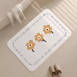 TBZ 플라워 구조토 화장실발매트 주방발판 라이트브라운