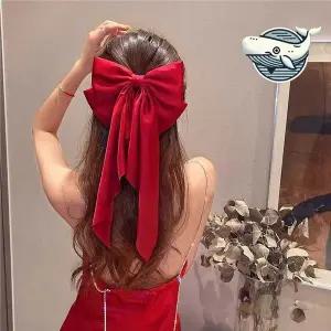 리본 장식 헤어핀 긴머리 악세사리 스타일리시 머리집게핀