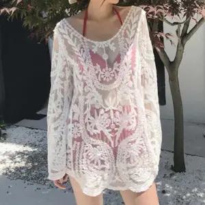 여자 수영복 커버업 비키니 커버 로브 망사 레이스