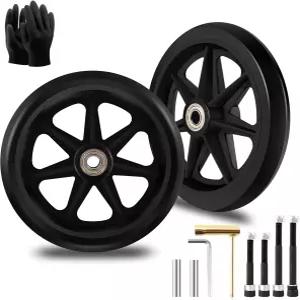 보행자를 위한 2Pcs 6인치 교체 휠체어 휠 - 고무 소재 내마모성 PU 타이어 미끄럼 방지 및 내구성이