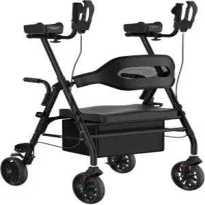 Fvzin 업라이트 롤레이터 워커 시트 및 리버서블 등받이가 있는 시니어용 헤비 듀티 스탠드 업 8인치